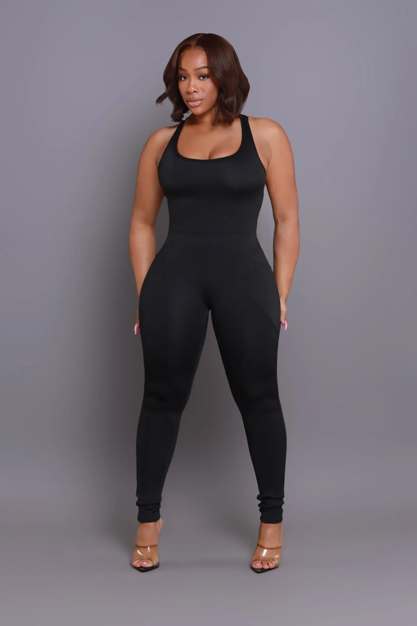 Not Guilty NUW Sleeveless Cross Back Jumpsuit - Black