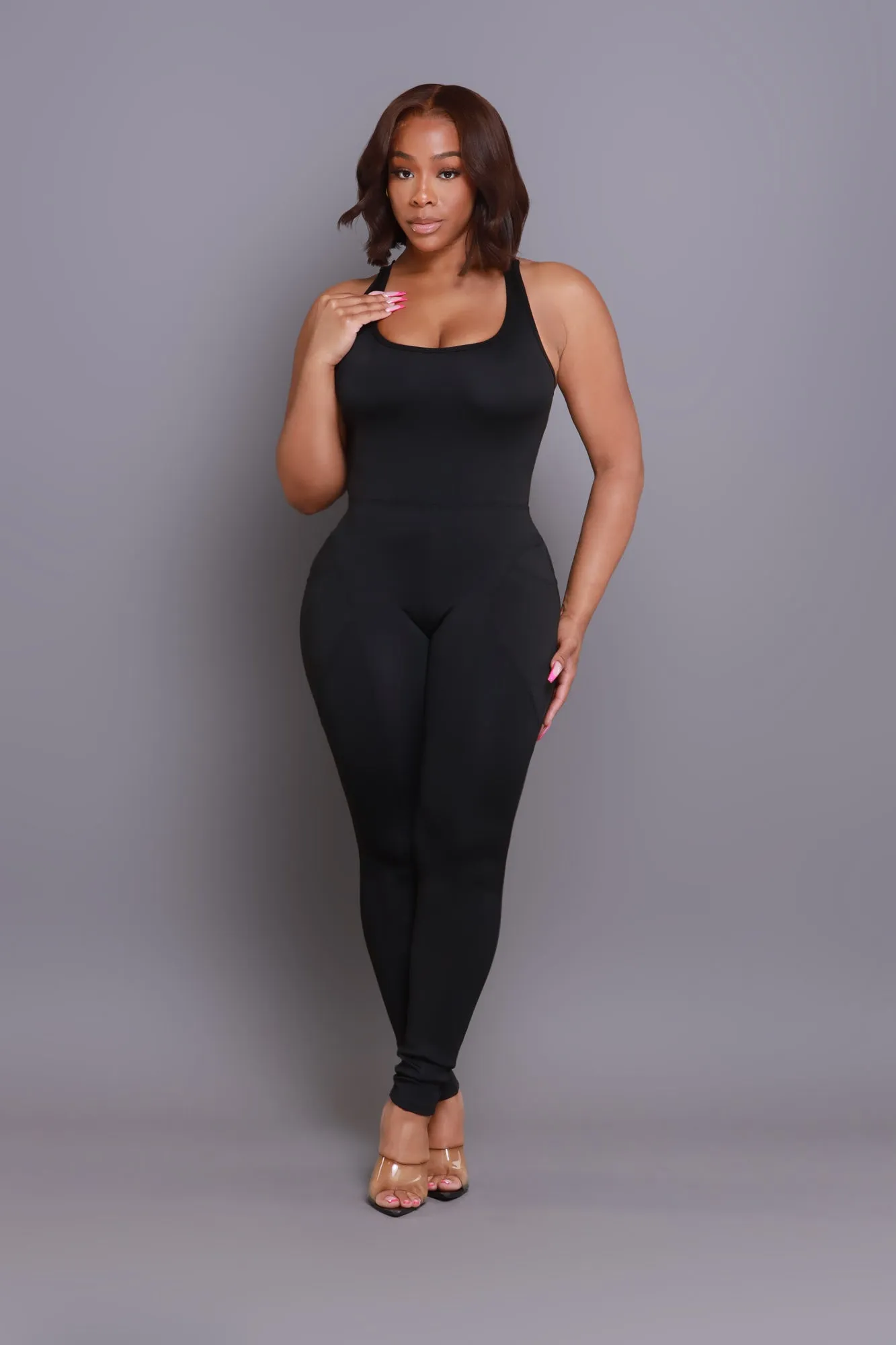 Not Guilty NUW Sleeveless Cross Back Jumpsuit - Black