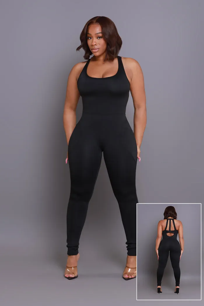 Not Guilty NUW Sleeveless Cross Back Jumpsuit - Black