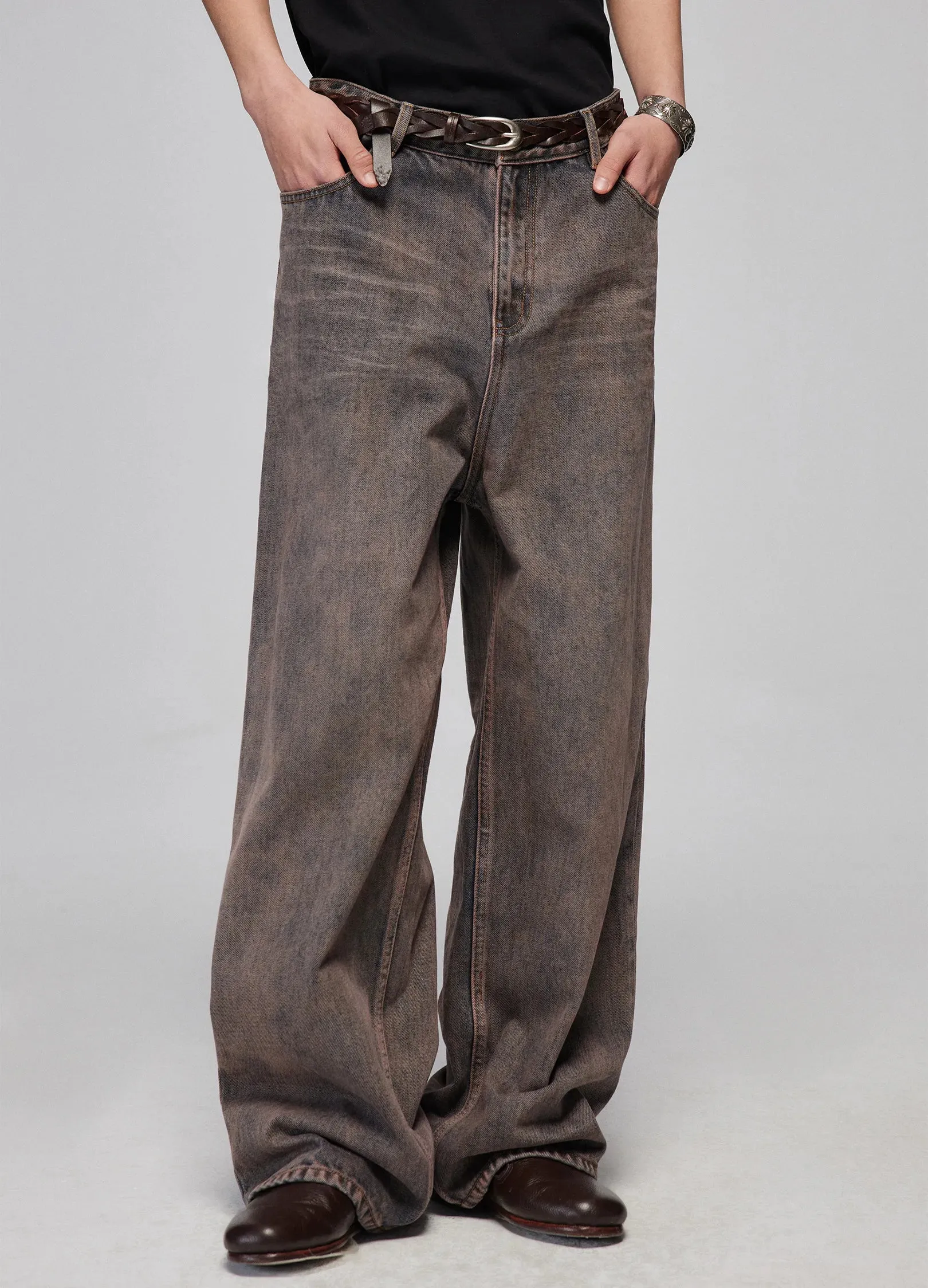 Overdyed Wide-Leg Pants