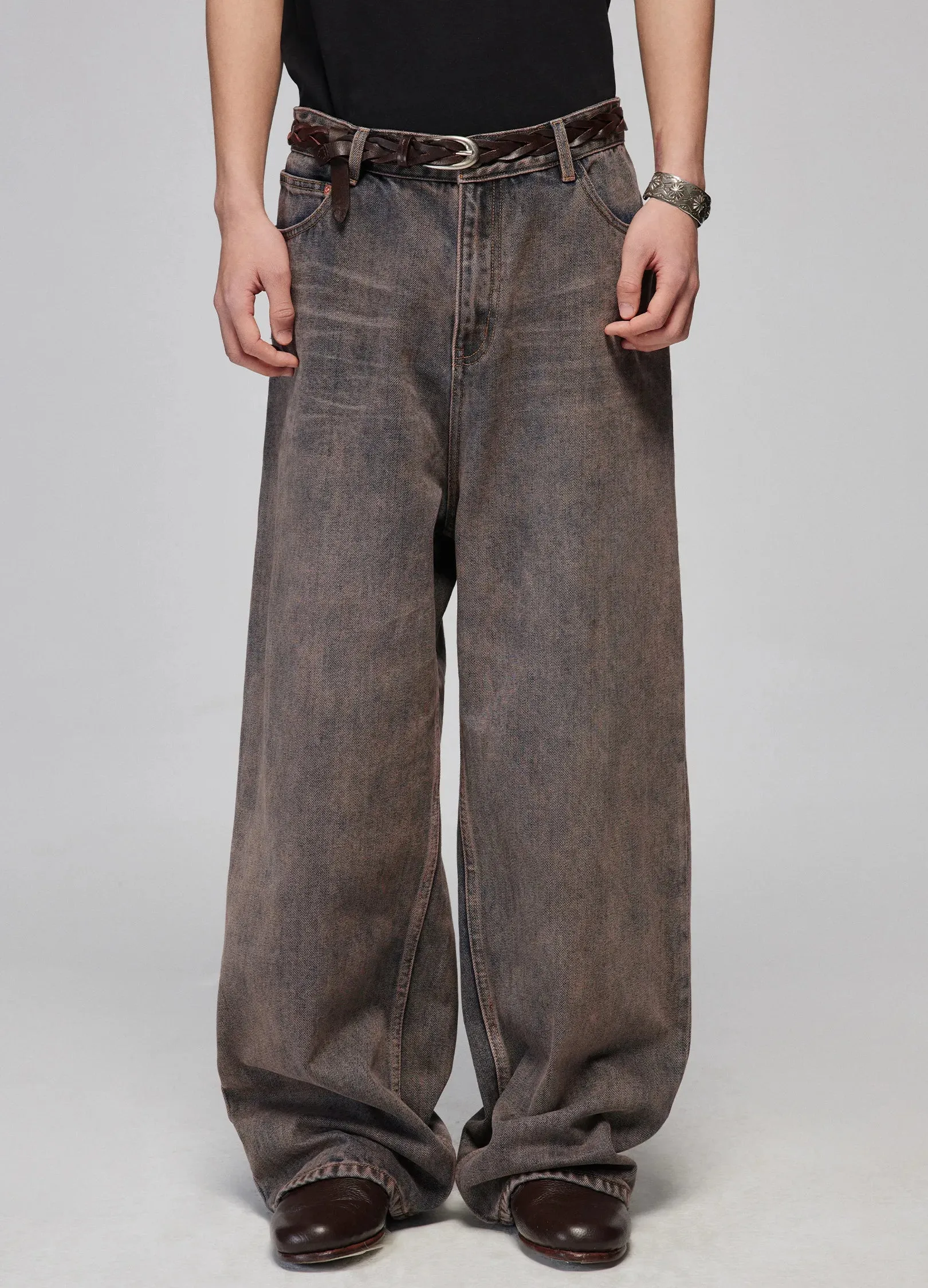 Overdyed Wide-Leg Pants