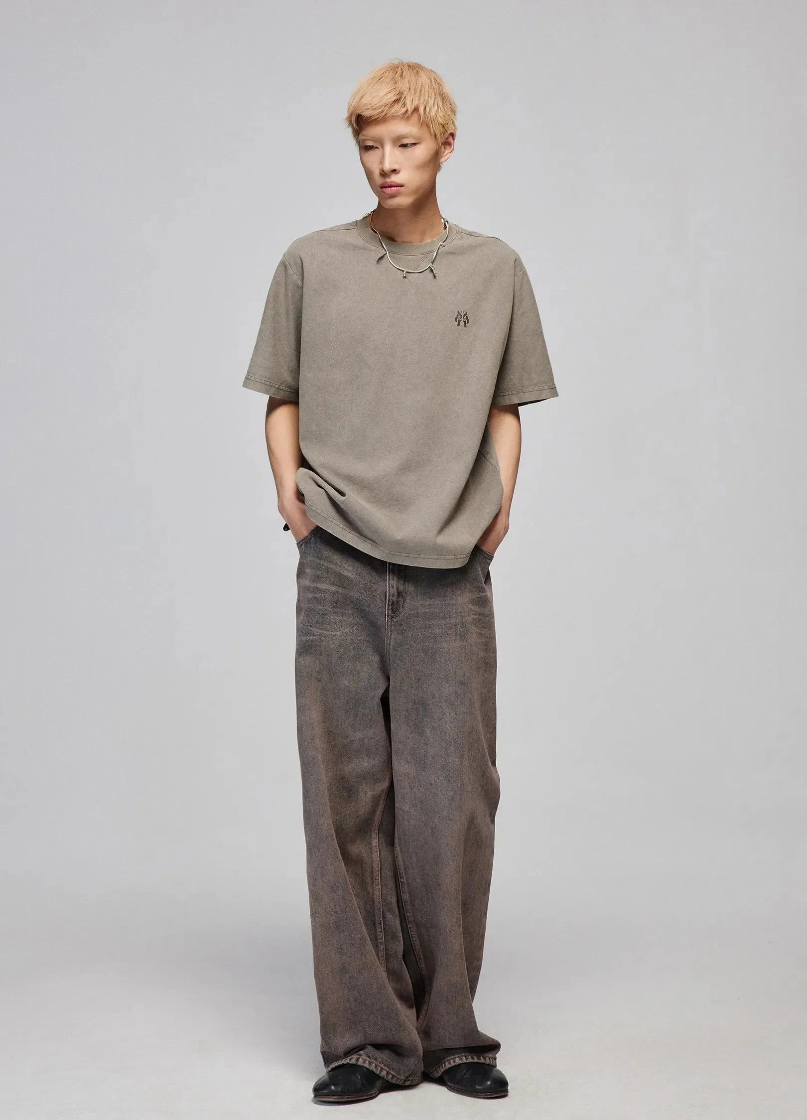 Overdyed Wide-Leg Pants