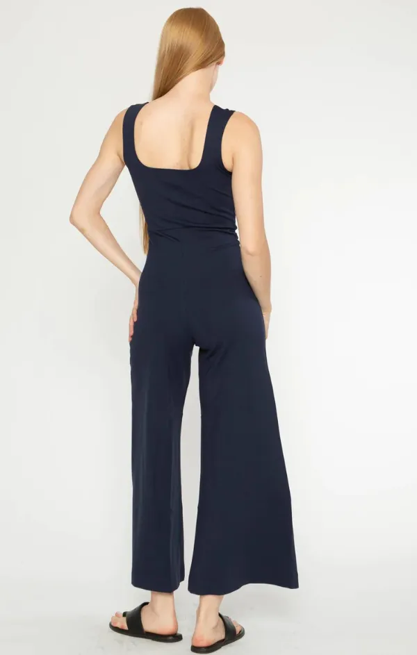 Ponte Knit Tank Cropped Wide Leg Jumpsuit