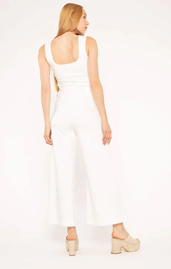 Ponte Knit Tank Cropped Wide Leg Jumpsuit