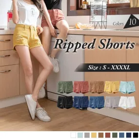 RIPPED FRAYED HEM SHORTS PANTS