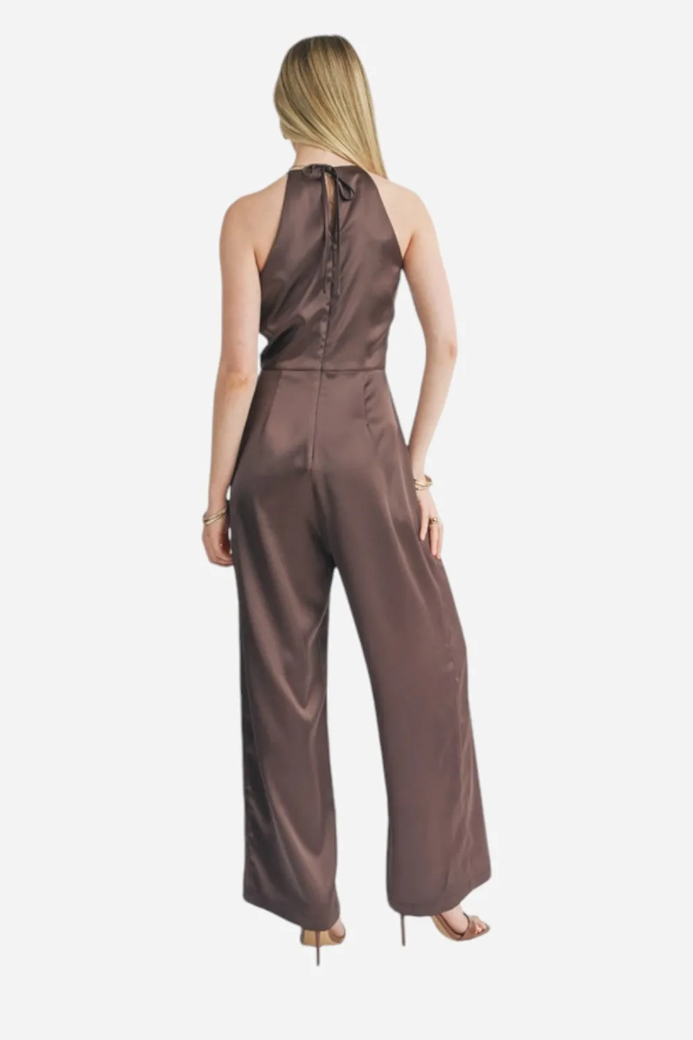 Sage the Label Flawless Halter Jumpsuit Chocolate