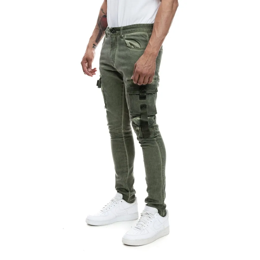 Slim Tapered Overspray Utility Pants - Vintage Army