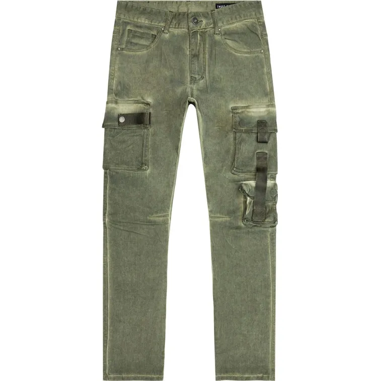 Slim Tapered Overspray Utility Pants - Vintage Army