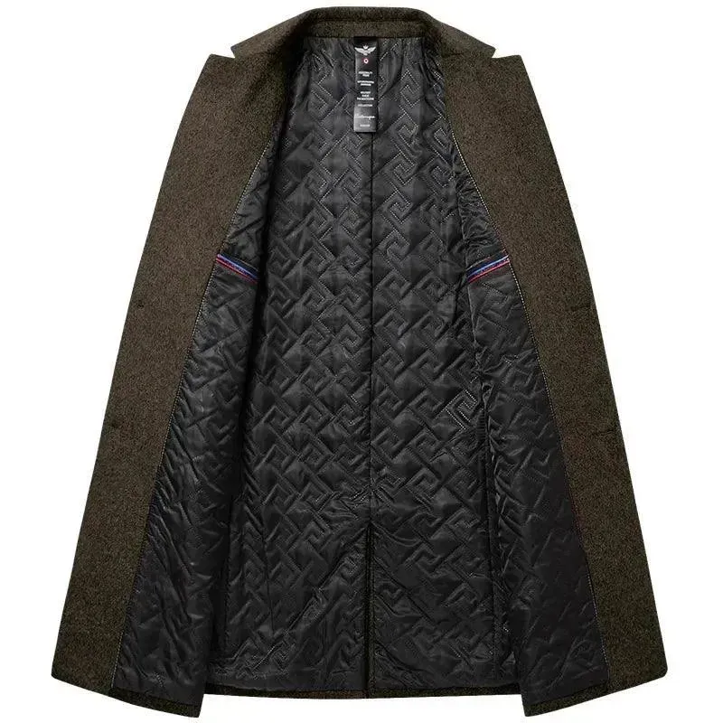 Solid Woolen Men's Coat