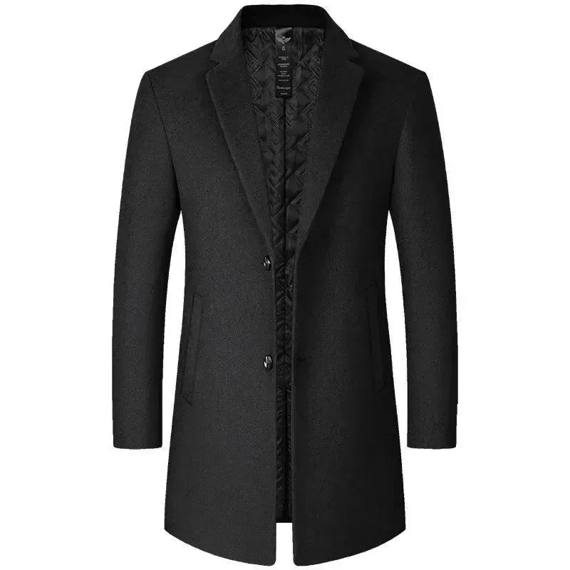 Solid Woolen Men's Coat