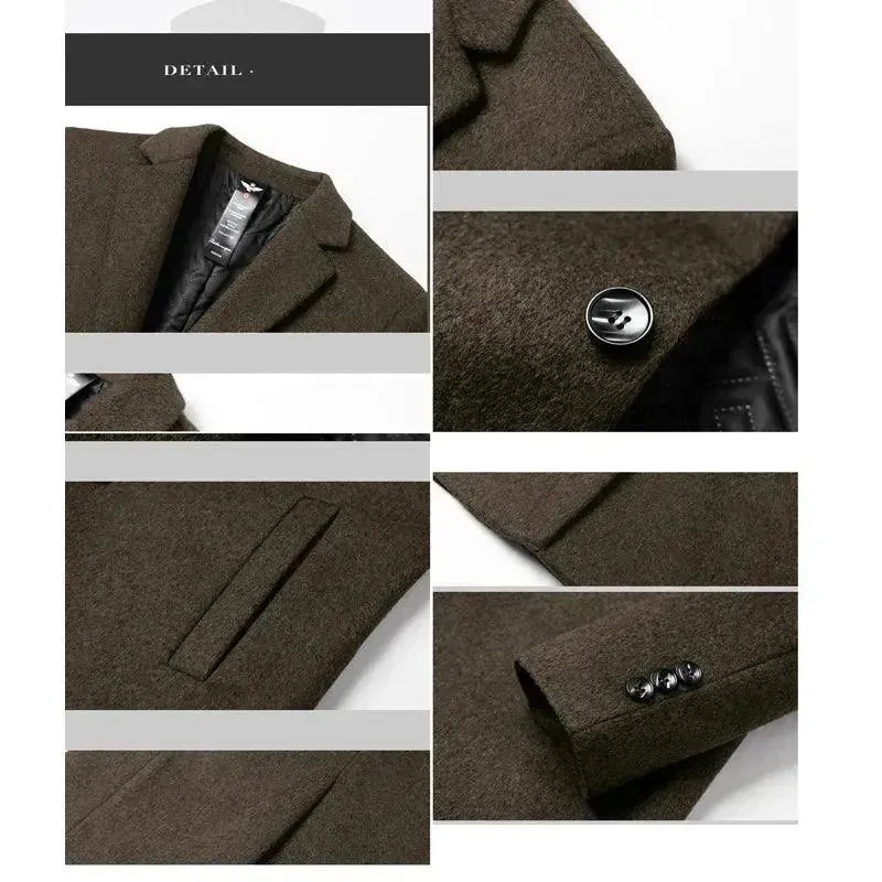 Solid Woolen Men's Coat