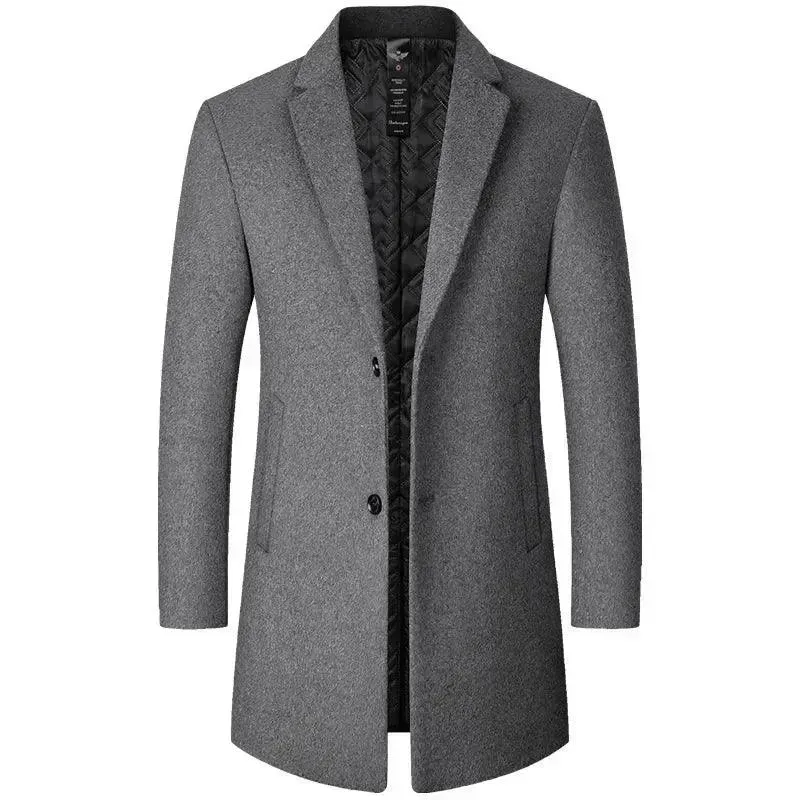 Solid Woolen Men's Coat