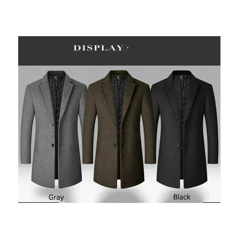 Solid Woolen Men's Coat