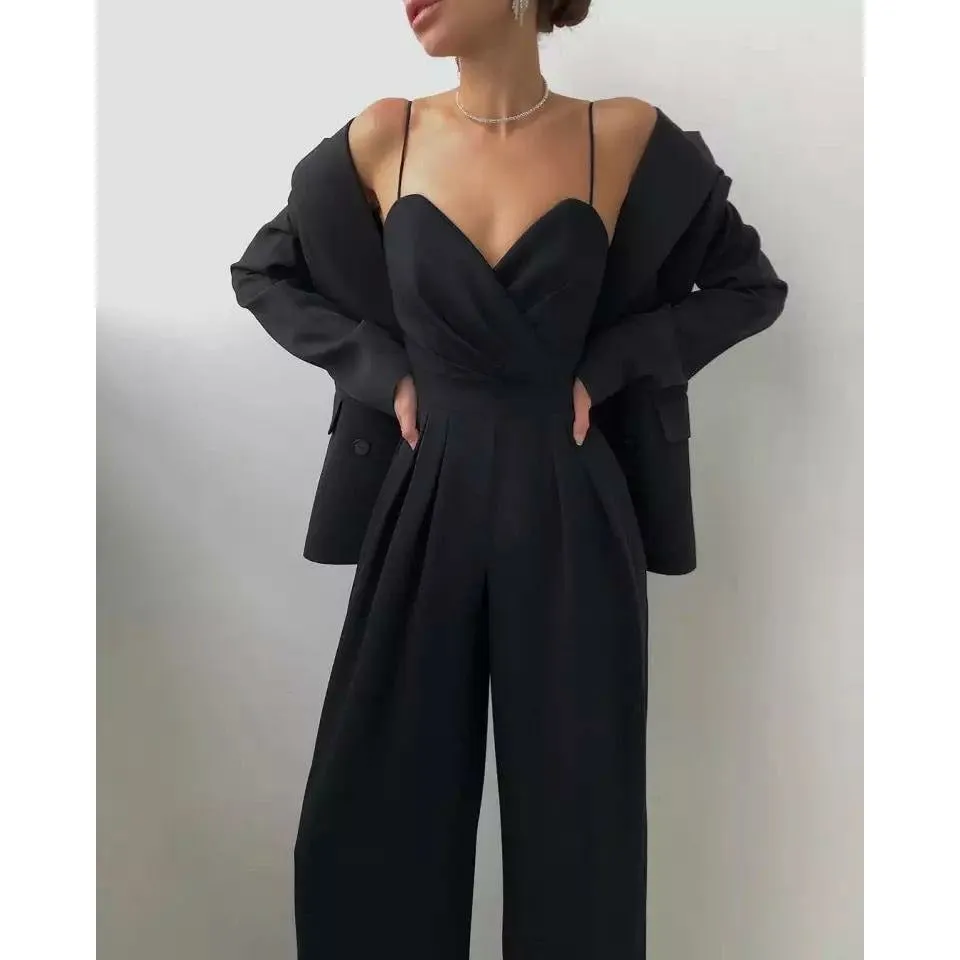 Spaghetti Strap Wide Leg Jumpsuits