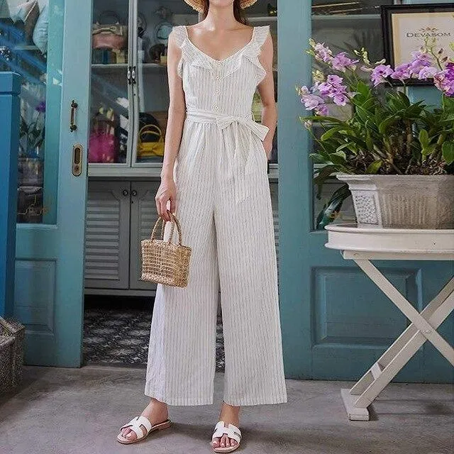 Striped Summer Vintage Jumpsuits For Women