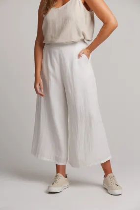 Studio Crop Linen Pant - White Salt