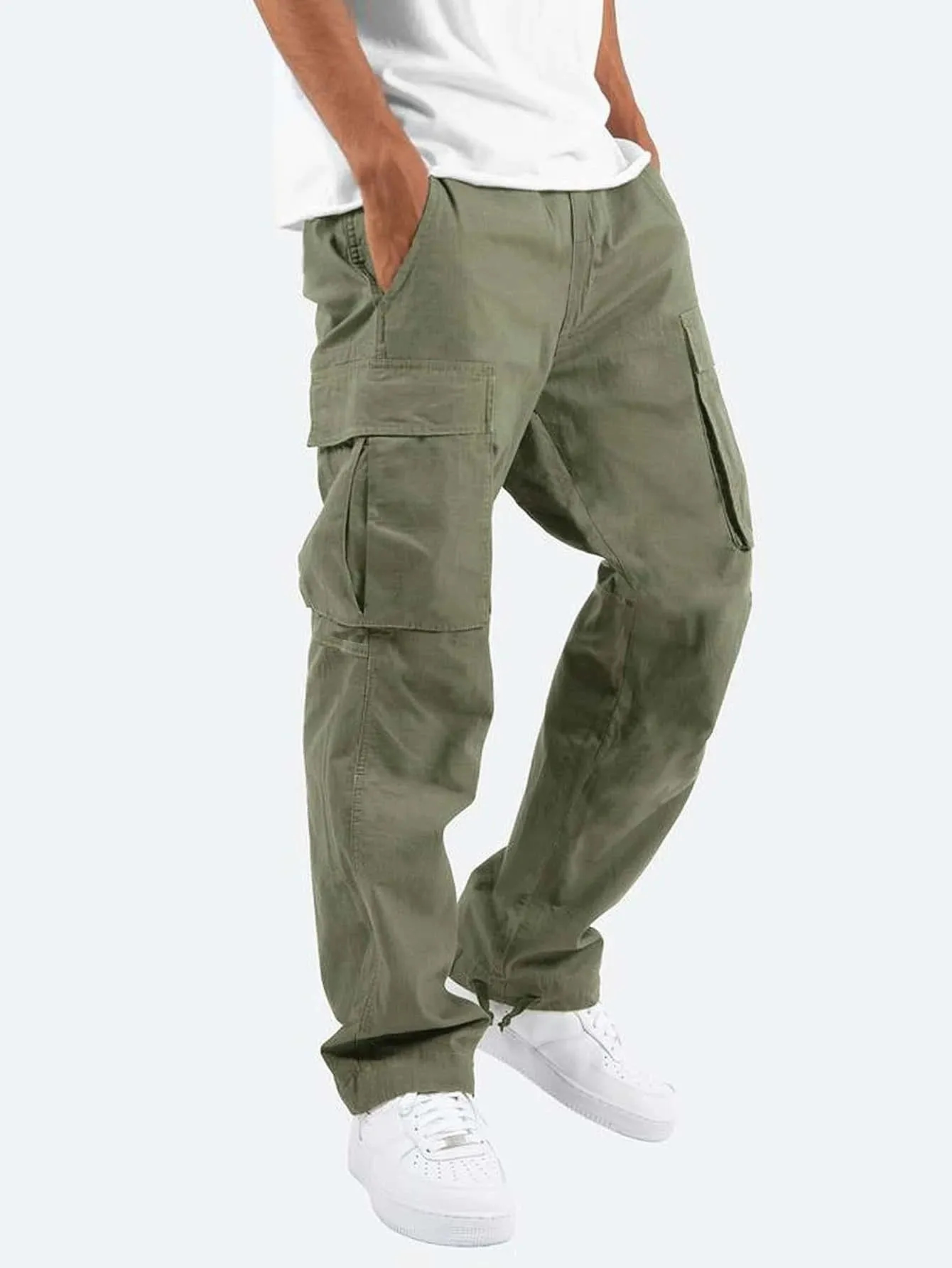 Summer new men's overalls European casual trousers