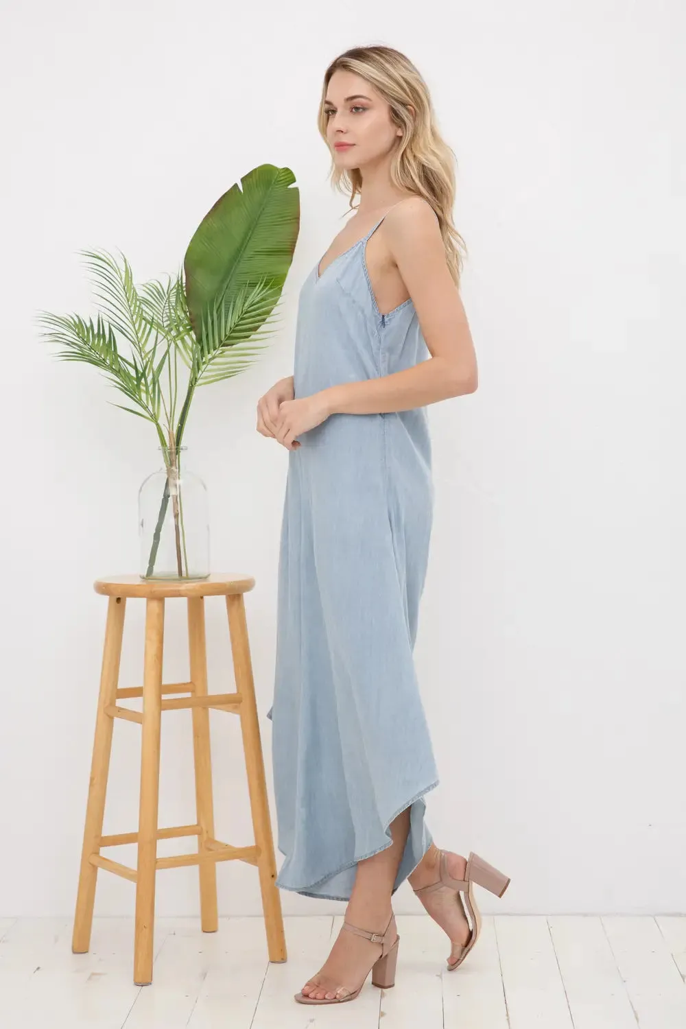 Tencel Wide Slanted Leg Cami Jumpsuit