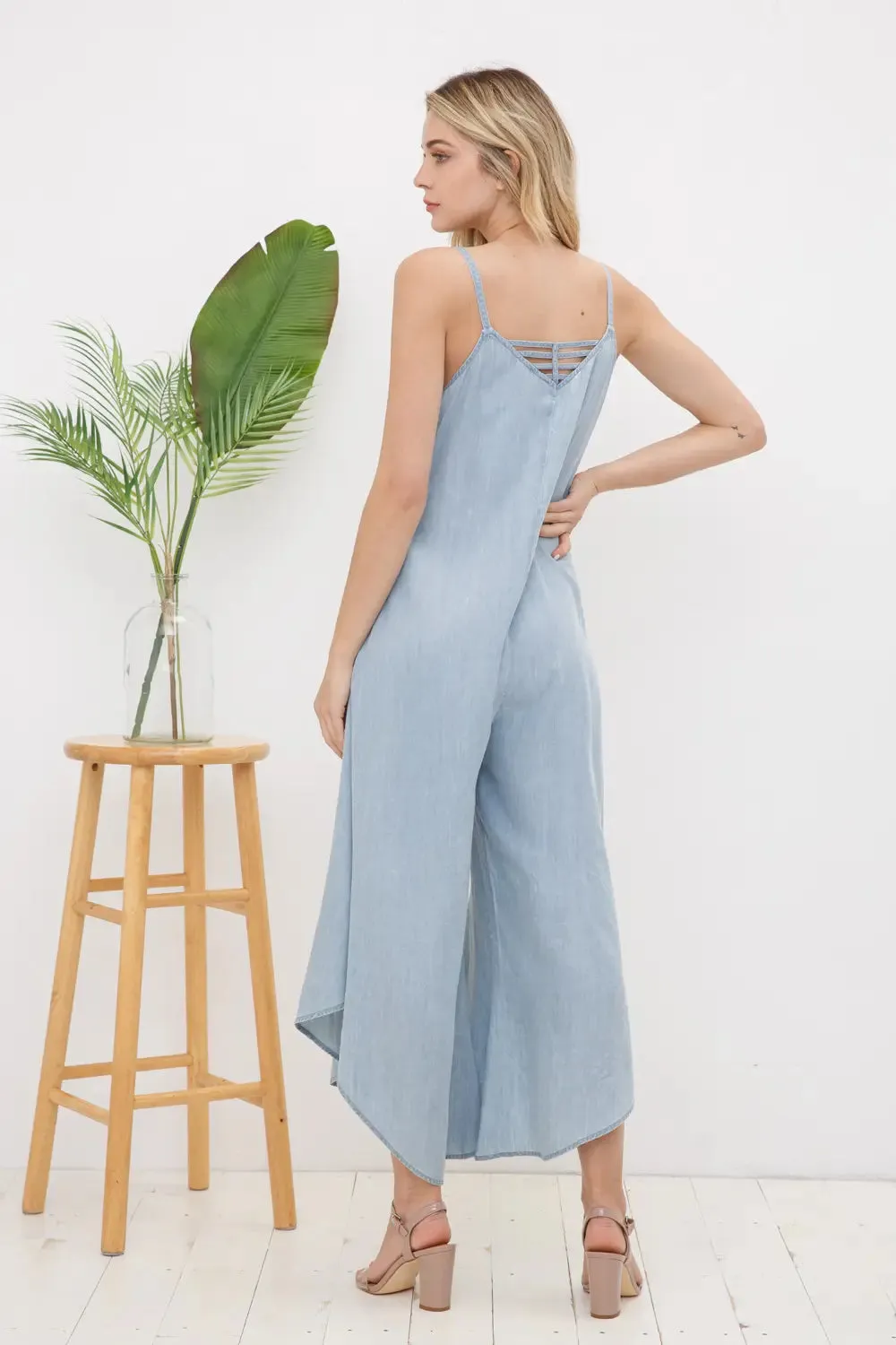 Tencel Wide Slanted Leg Cami Jumpsuit