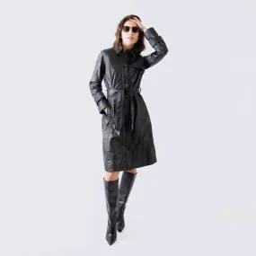 The Midnight Leather Trench Coat