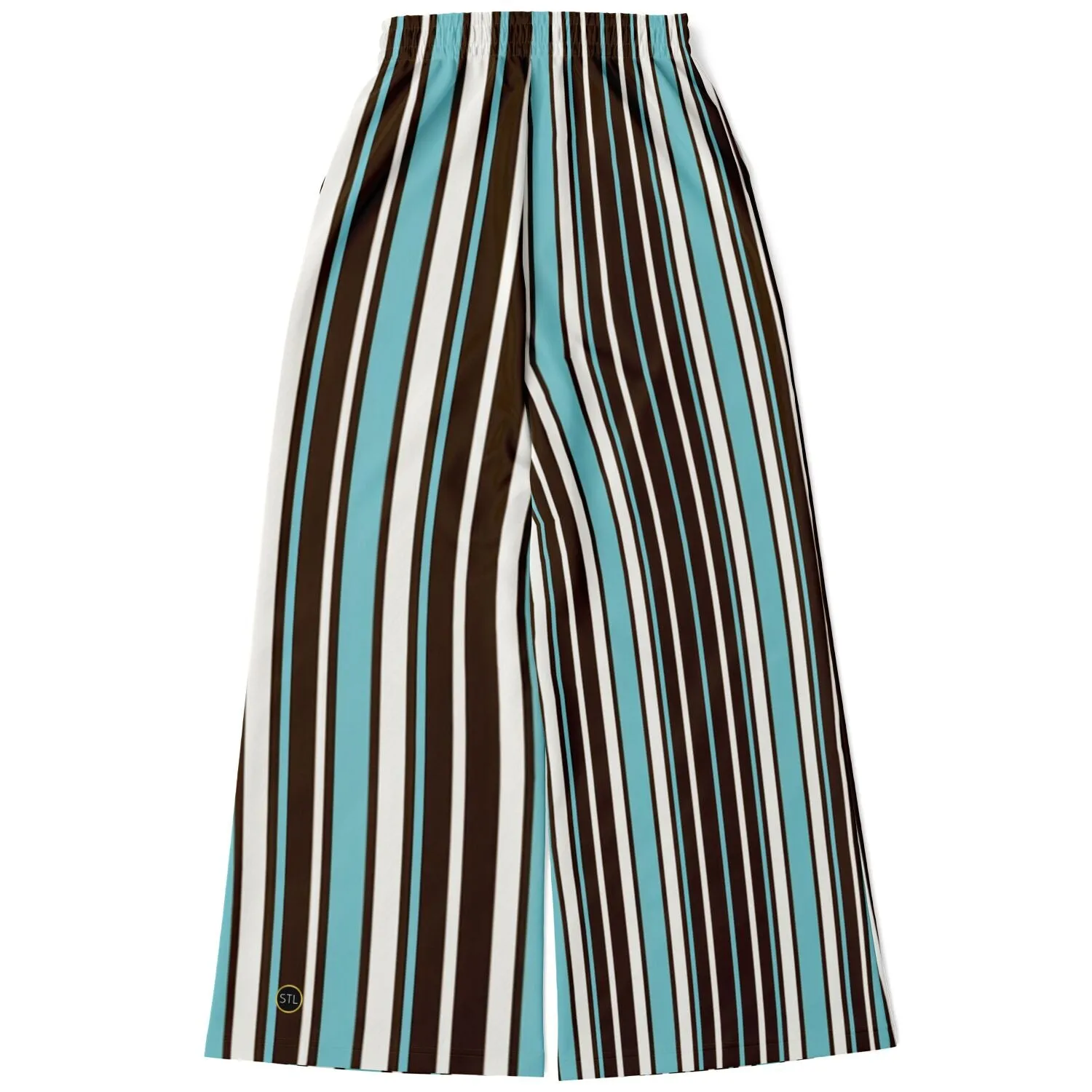 Turk and Caicos Ocean Stripe Eco-Poly Wide Leg Pants