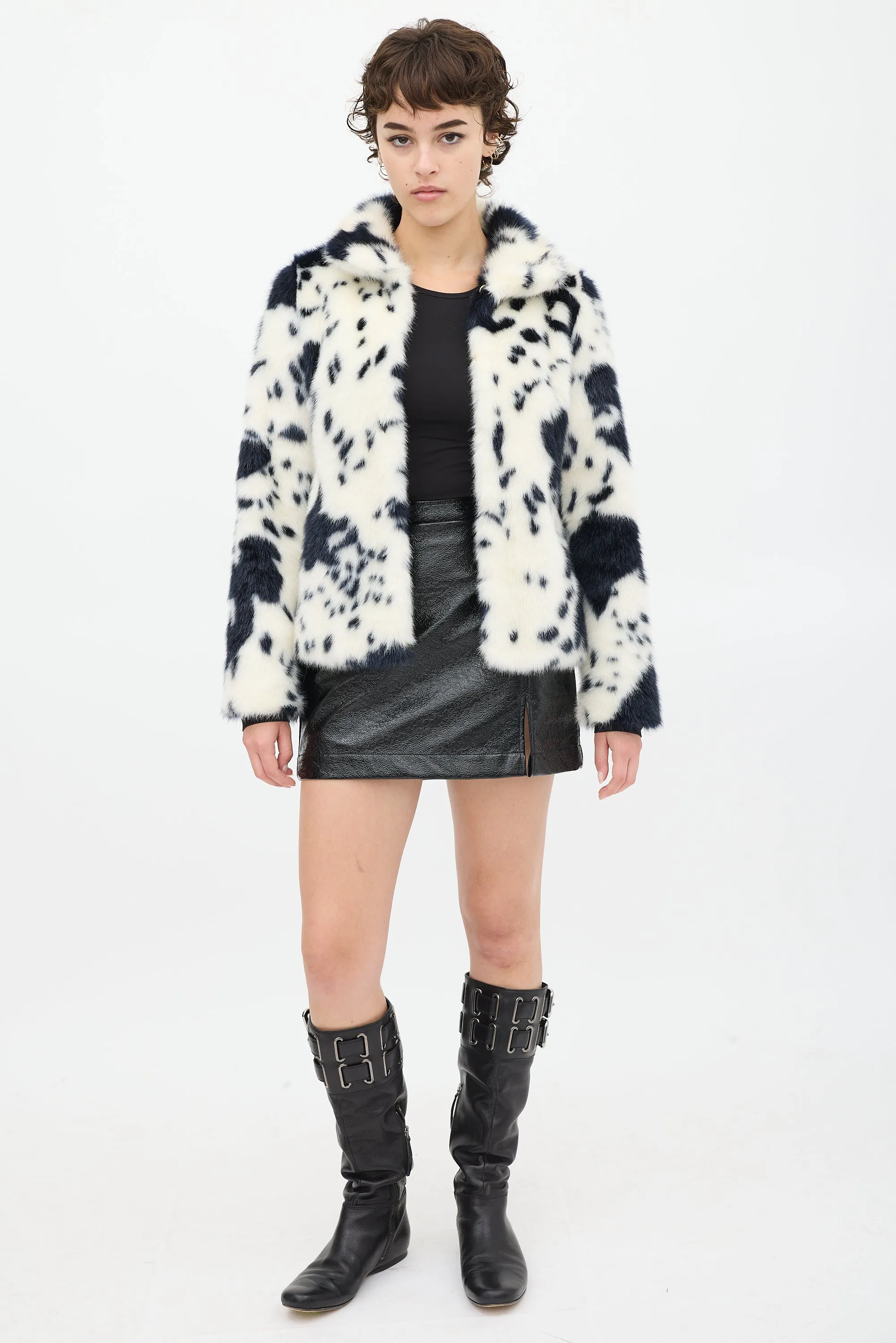 White & Black Faux Fur Jacket