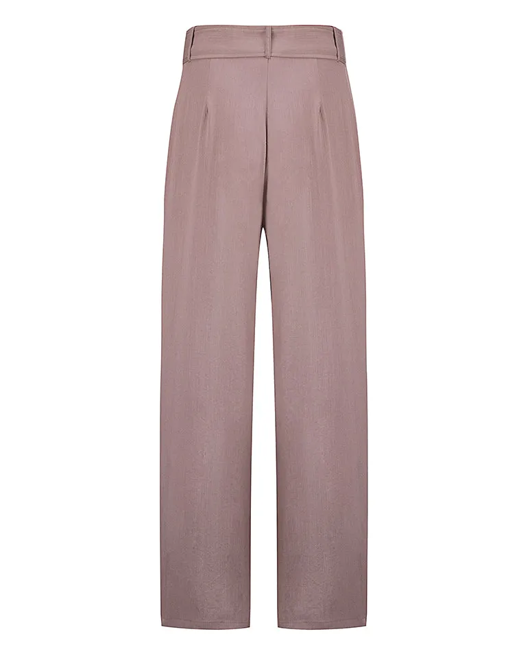 Wide Belt Wide Leg Pants