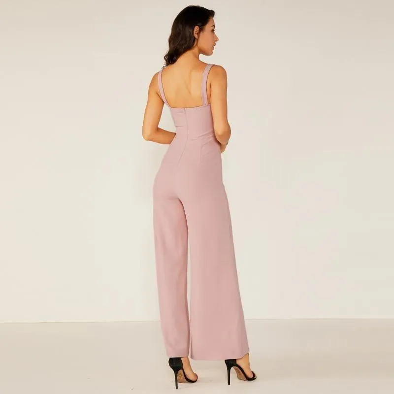 Wide Leg High Slit Halter Jumpsuit