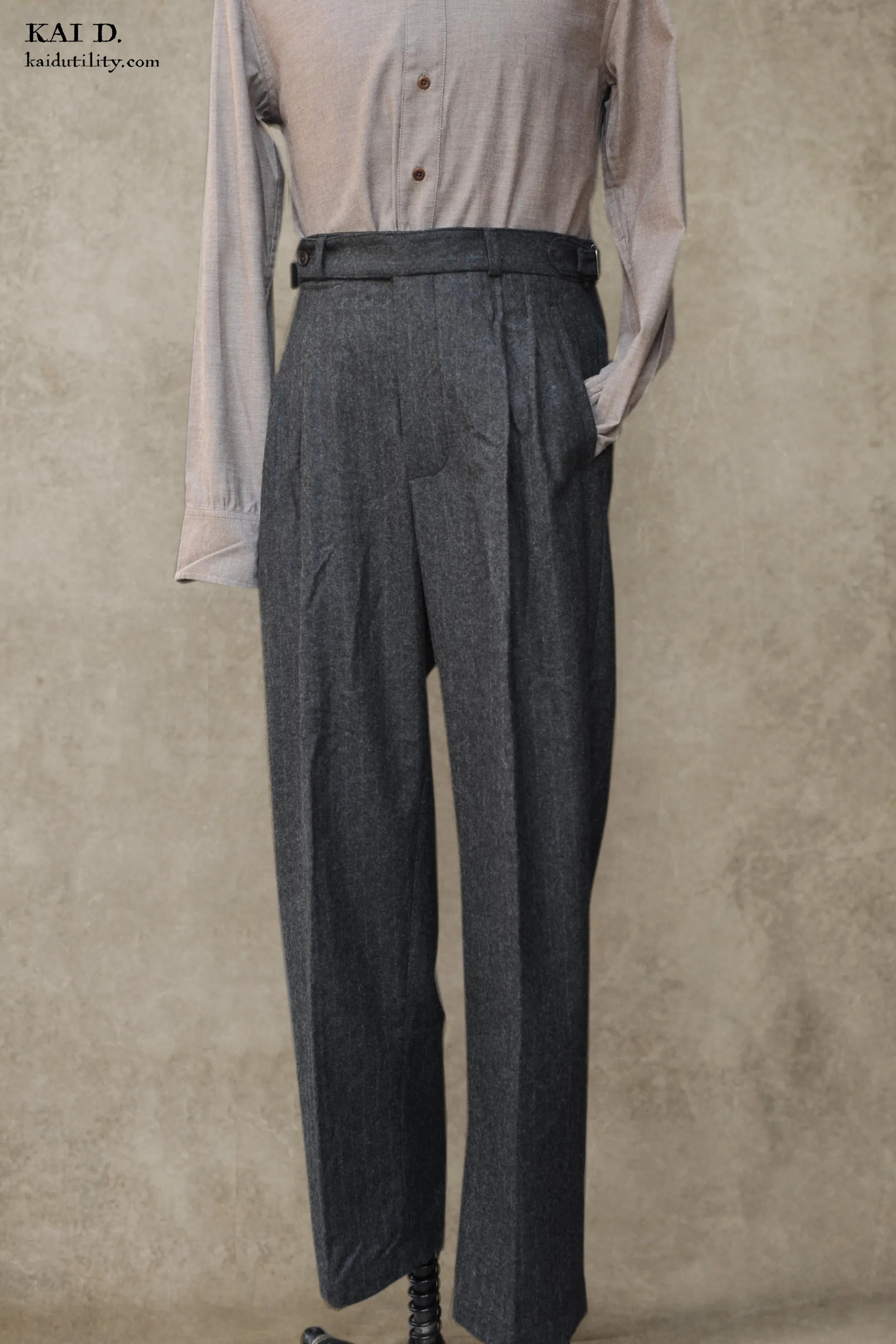 Wide Leg Matisse Pants -Chalk Stripe Flannel - 30, 32