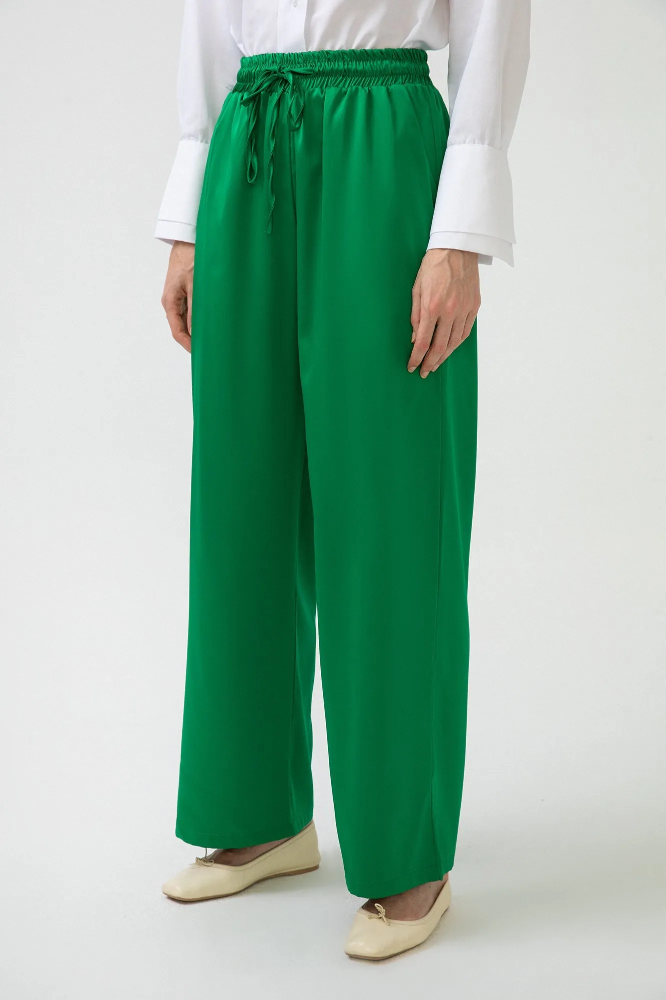 WIDE LEG SATIN TROUSERS