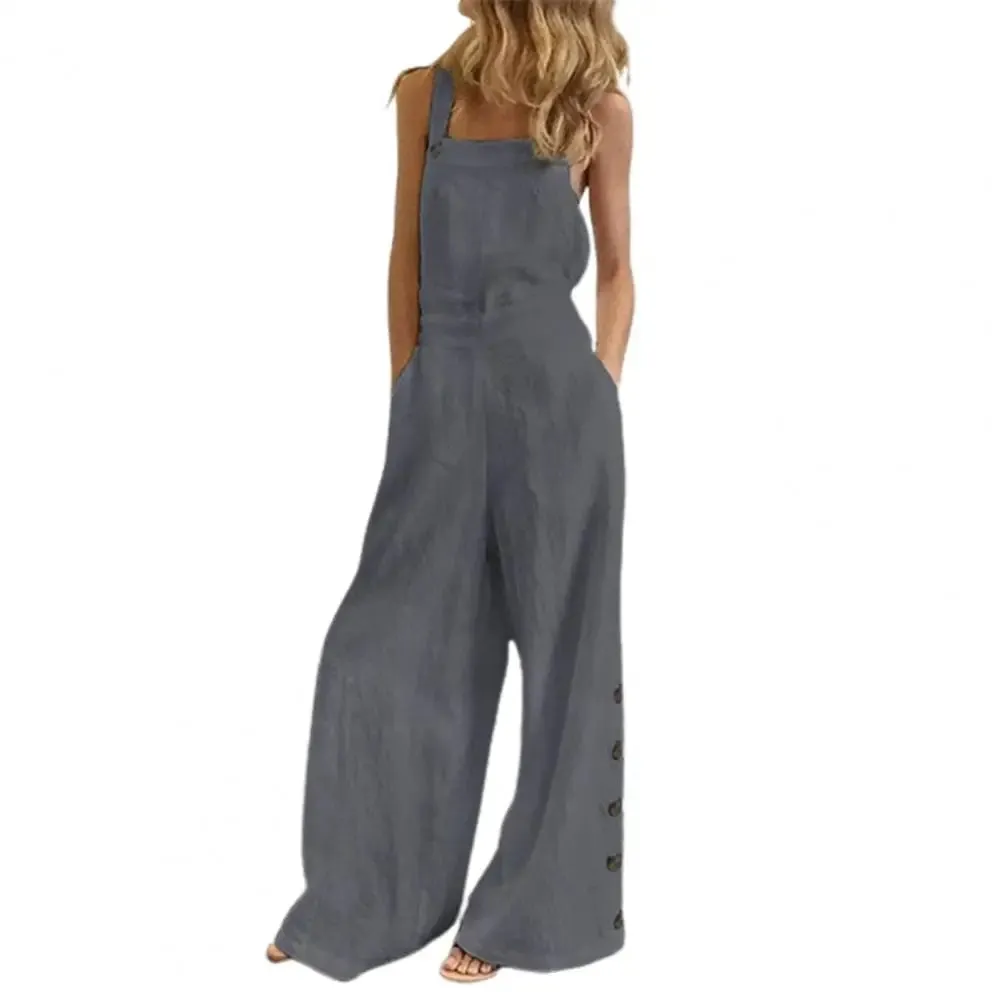 Wide Leg Side Button Jumpsuit