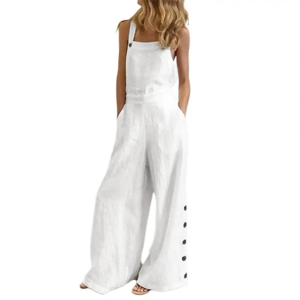 Wide Leg Side Button Jumpsuit